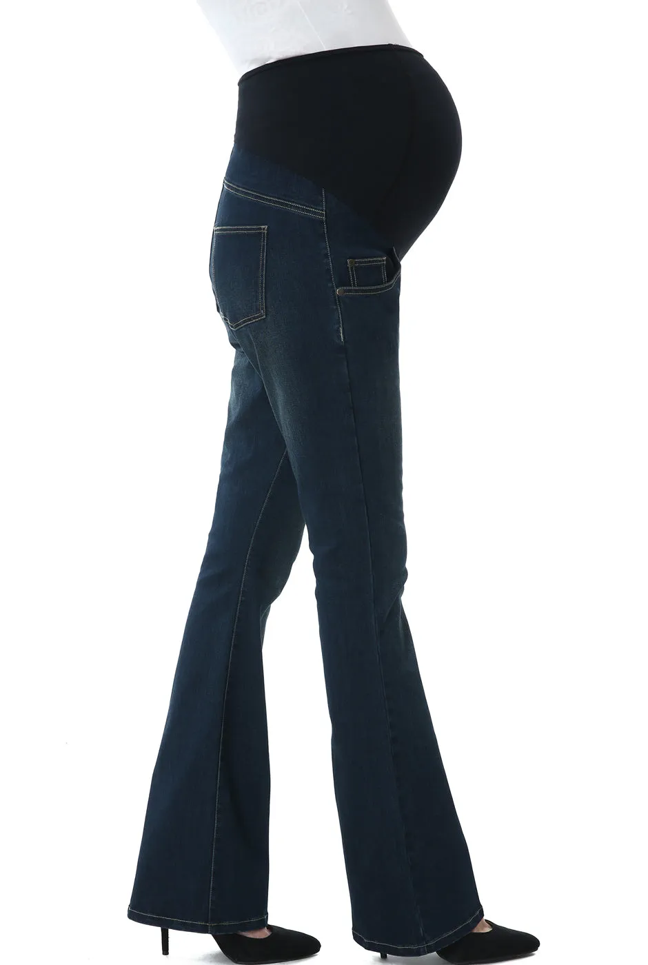 Kimi   Kai Maternity "Dixie" Flare Leg Denim Jeans