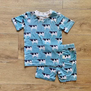 Kozi & Co Blue Cows S/S Pajama Set with Shorts