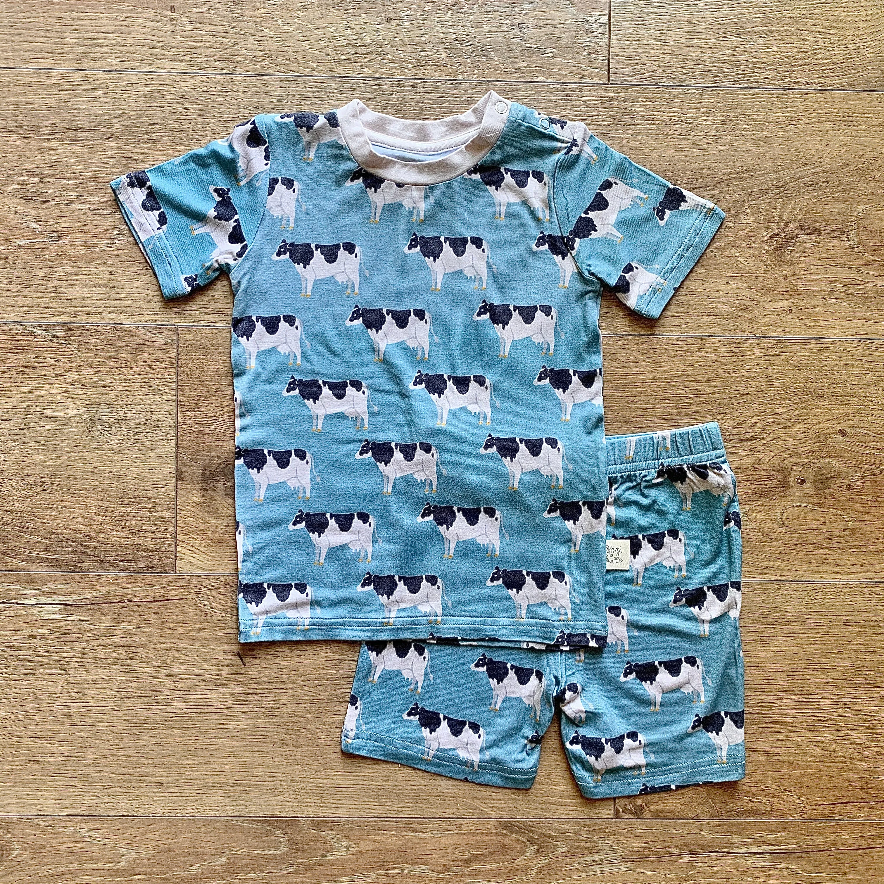 Kozi & Co Blue Cows S/S Pajama Set with Shorts