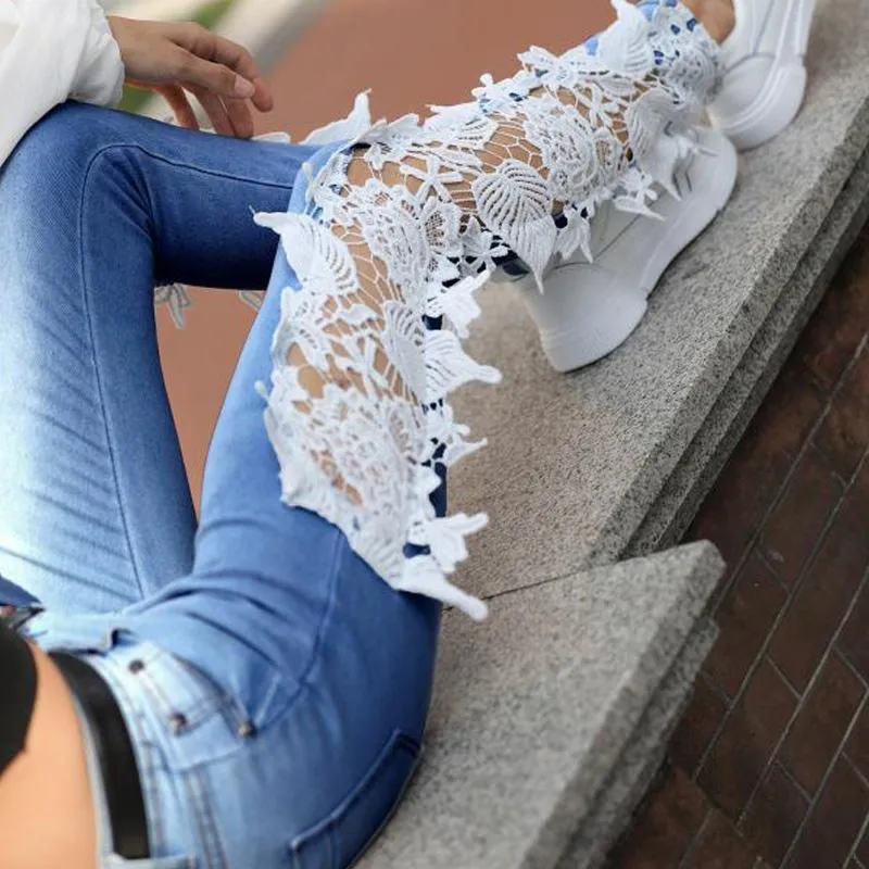 Lace Crochet Hollow-Out Jeans