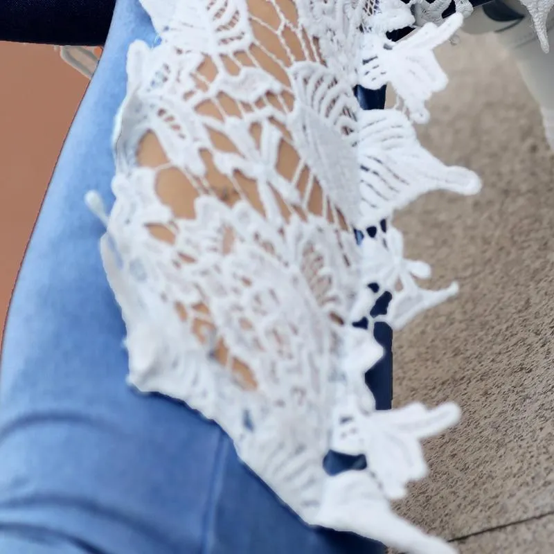 Lace Crochet Hollow-Out Jeans