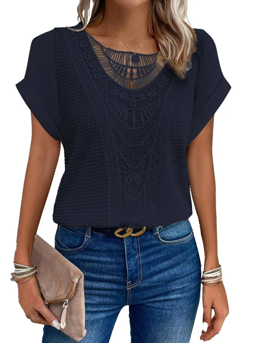 Lace Detail Top – Breathable Cotton – Boho Chic Style