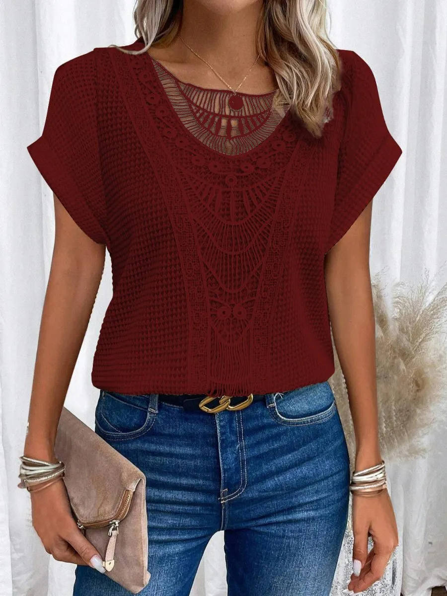 Lace Detail Top – Breathable Cotton – Boho Chic Style
