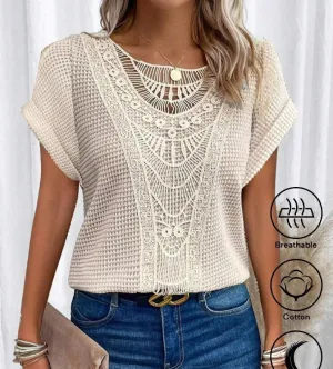 Lace Detail Top – Breathable Cotton – Boho Chic Style