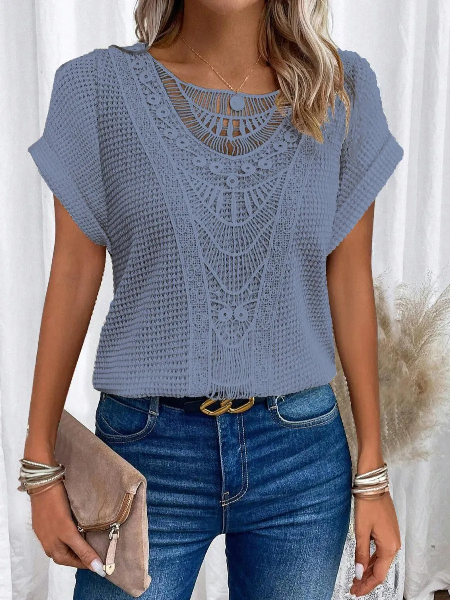 Lace Detail Top – Breathable Cotton – Boho Chic Style