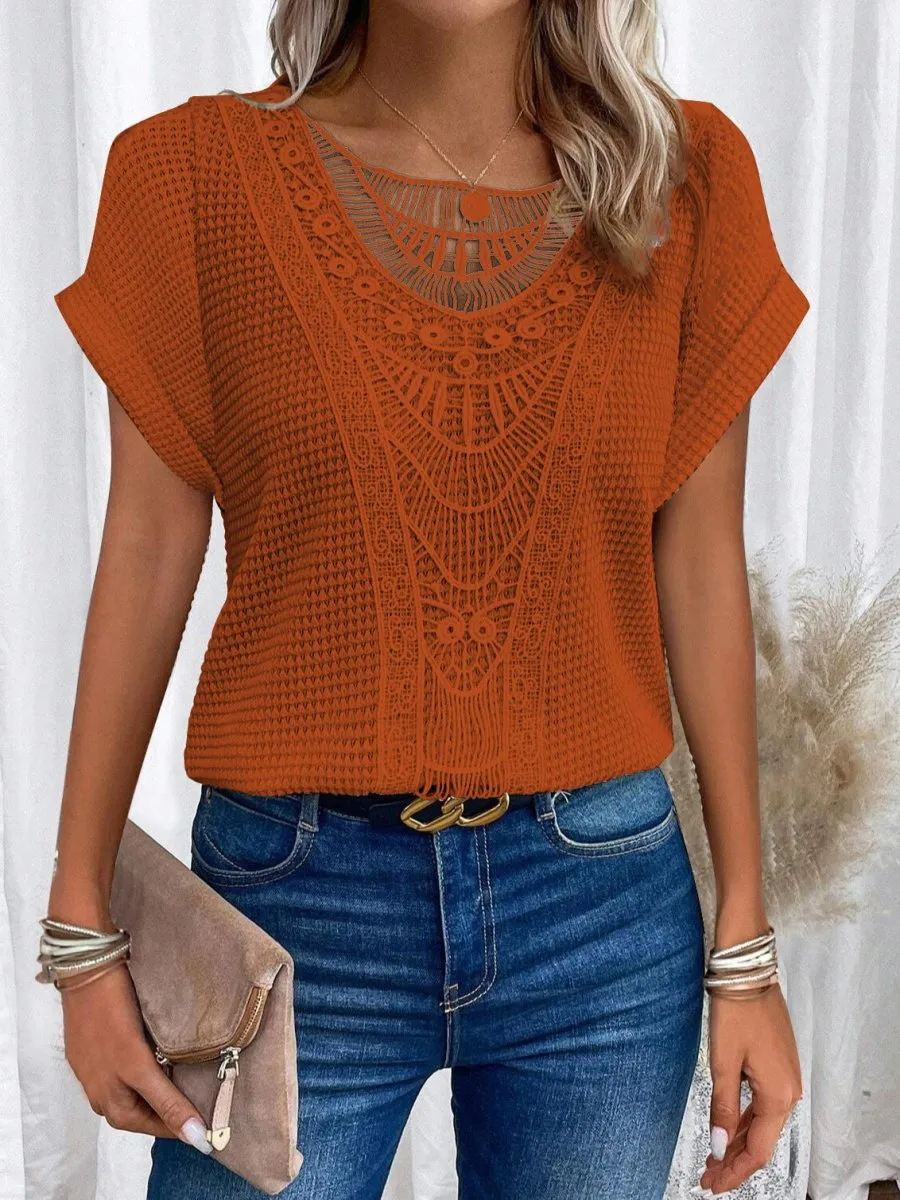 Lace Detail Top – Breathable Cotton – Boho Chic Style