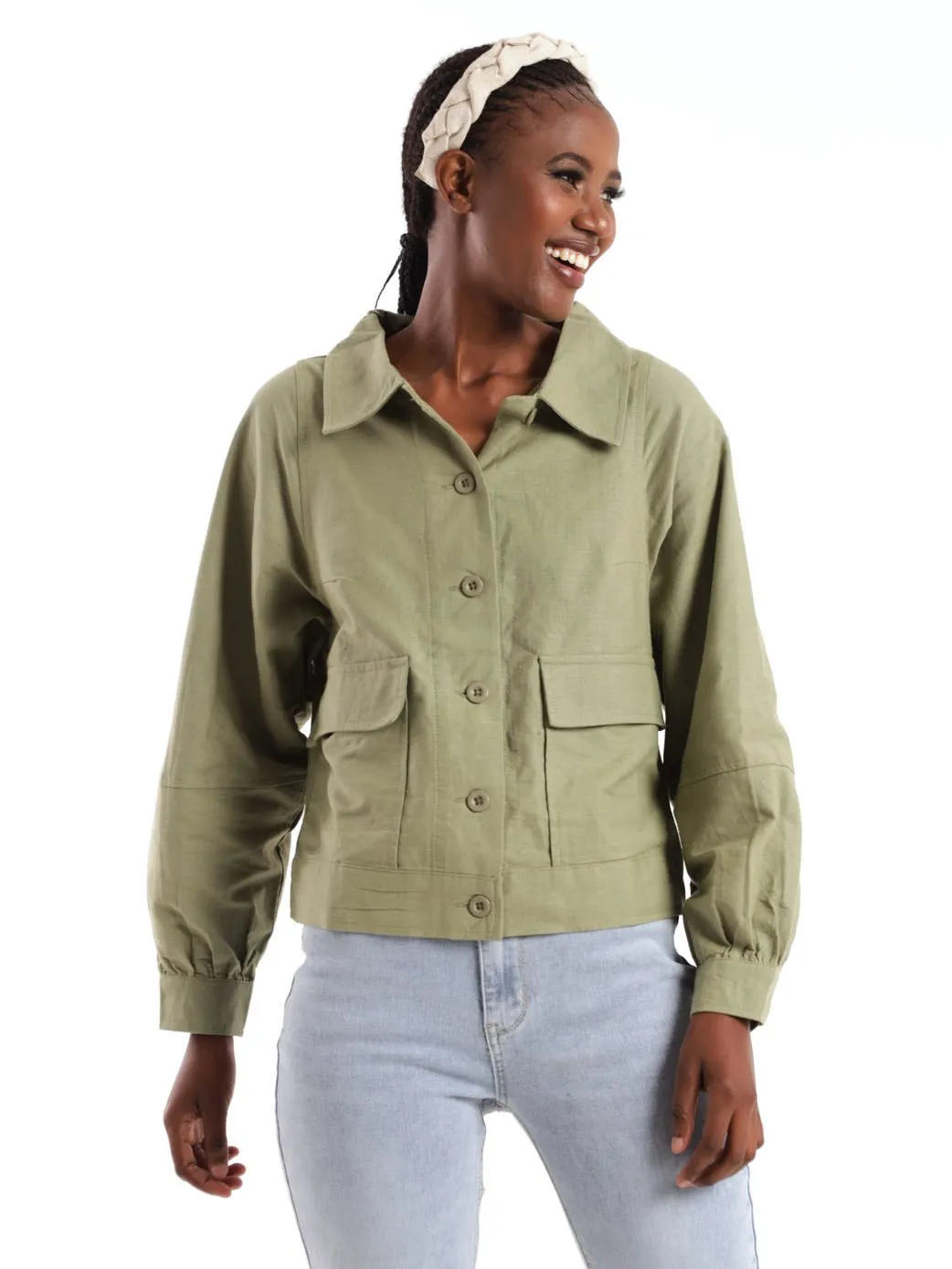 Ladies Long Sleeve Casual Jacket - Light Fatigue