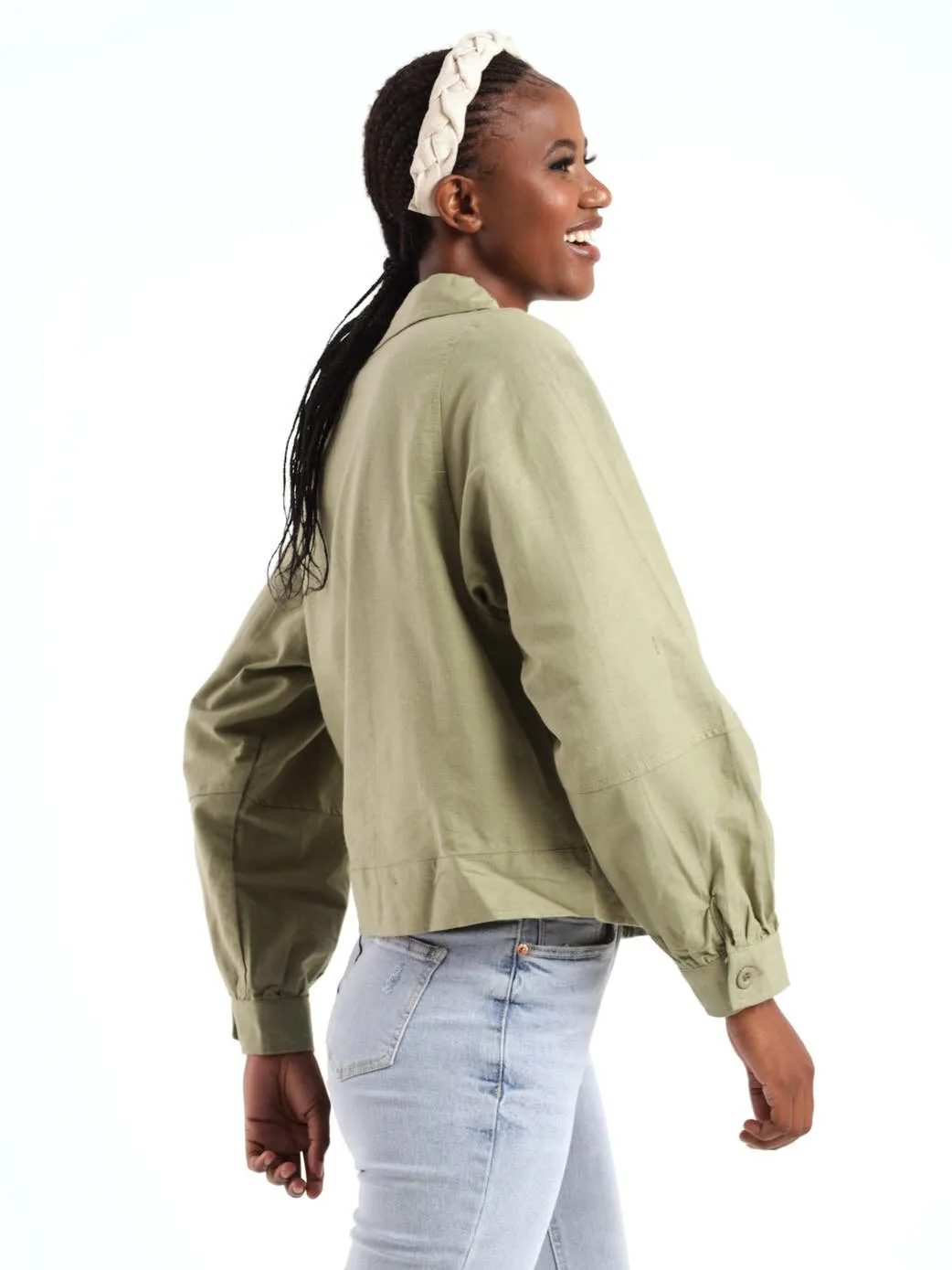 Ladies Long Sleeve Casual Jacket - Light Fatigue