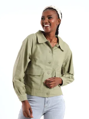 Ladies Long Sleeve Casual Jacket - Light Fatigue