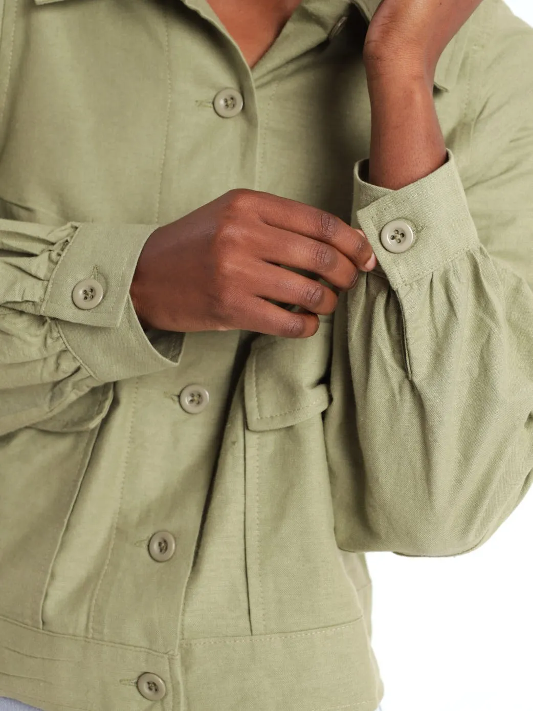 Ladies Long Sleeve Casual Jacket - Light Fatigue