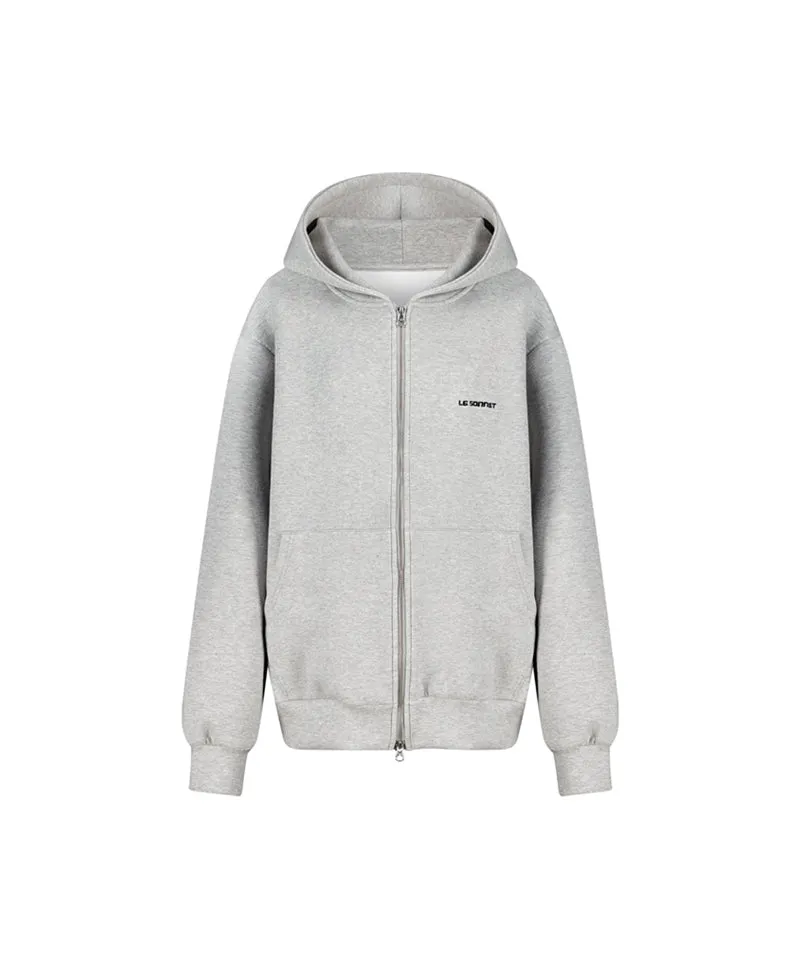 LE SONNET Oversize Hood Zip-Up - Gray