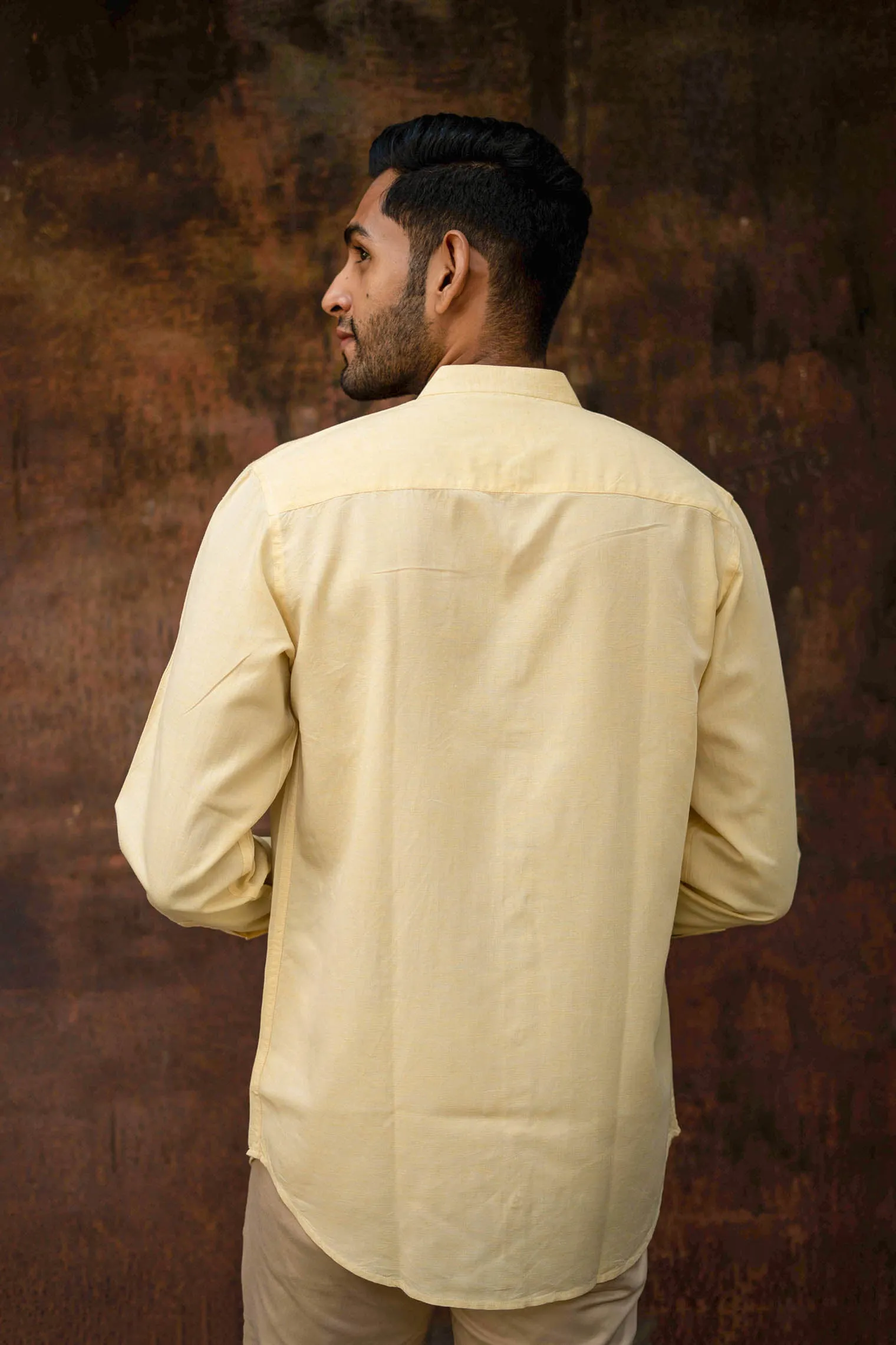 Lemon Gold · Mandarin Collar Shirt