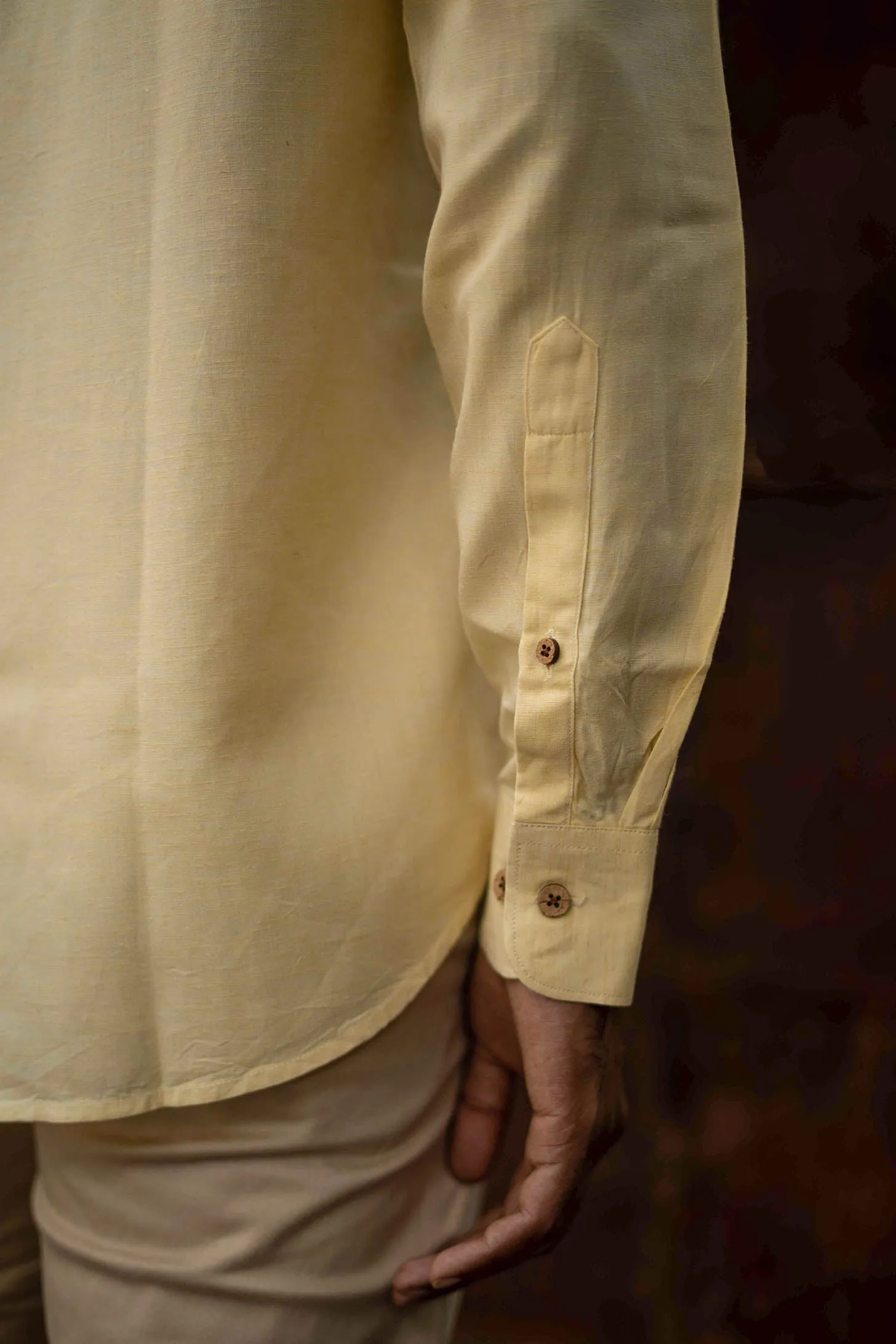 Lemon Gold · Mandarin Collar Shirt