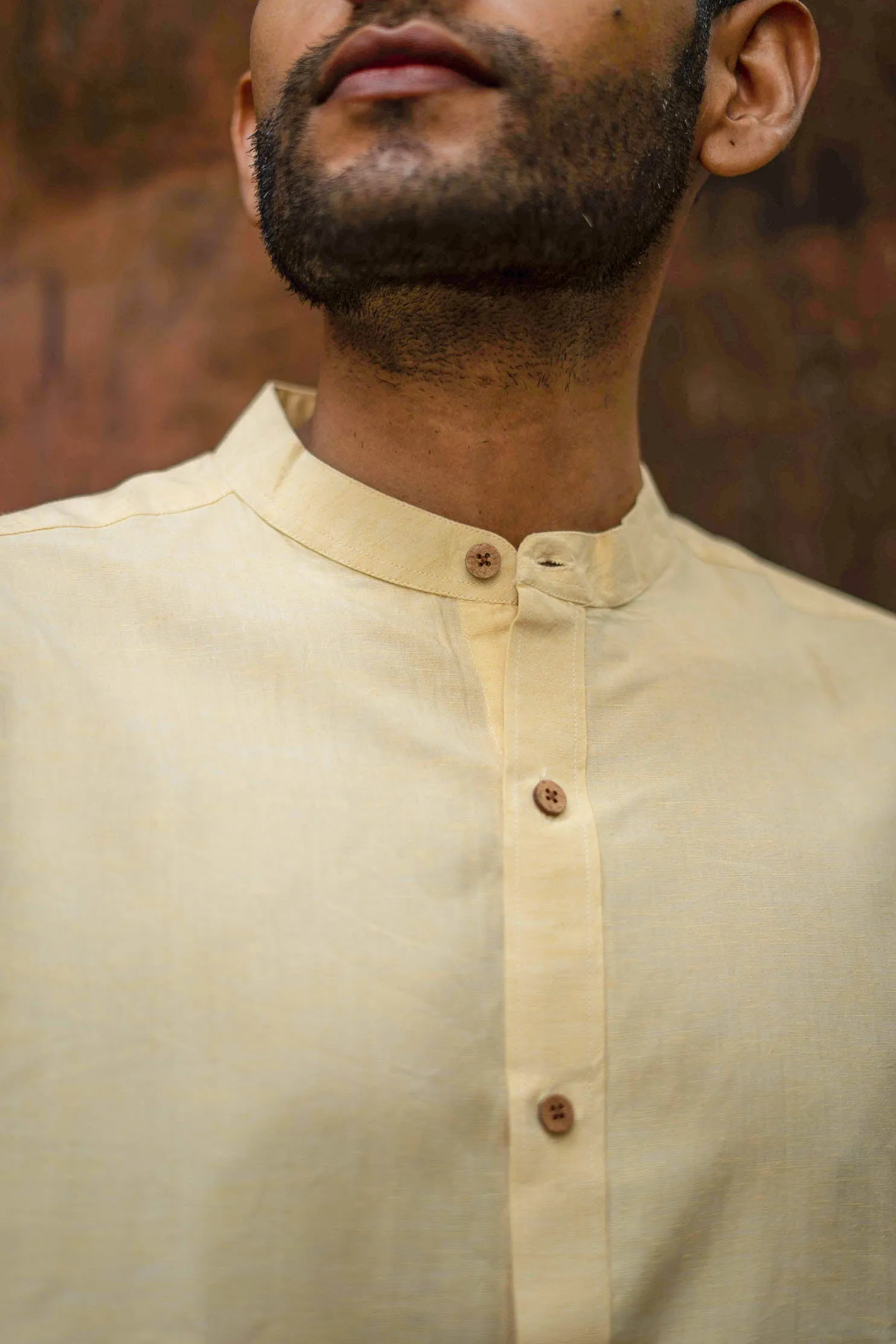Lemon Gold · Mandarin Collar Shirt