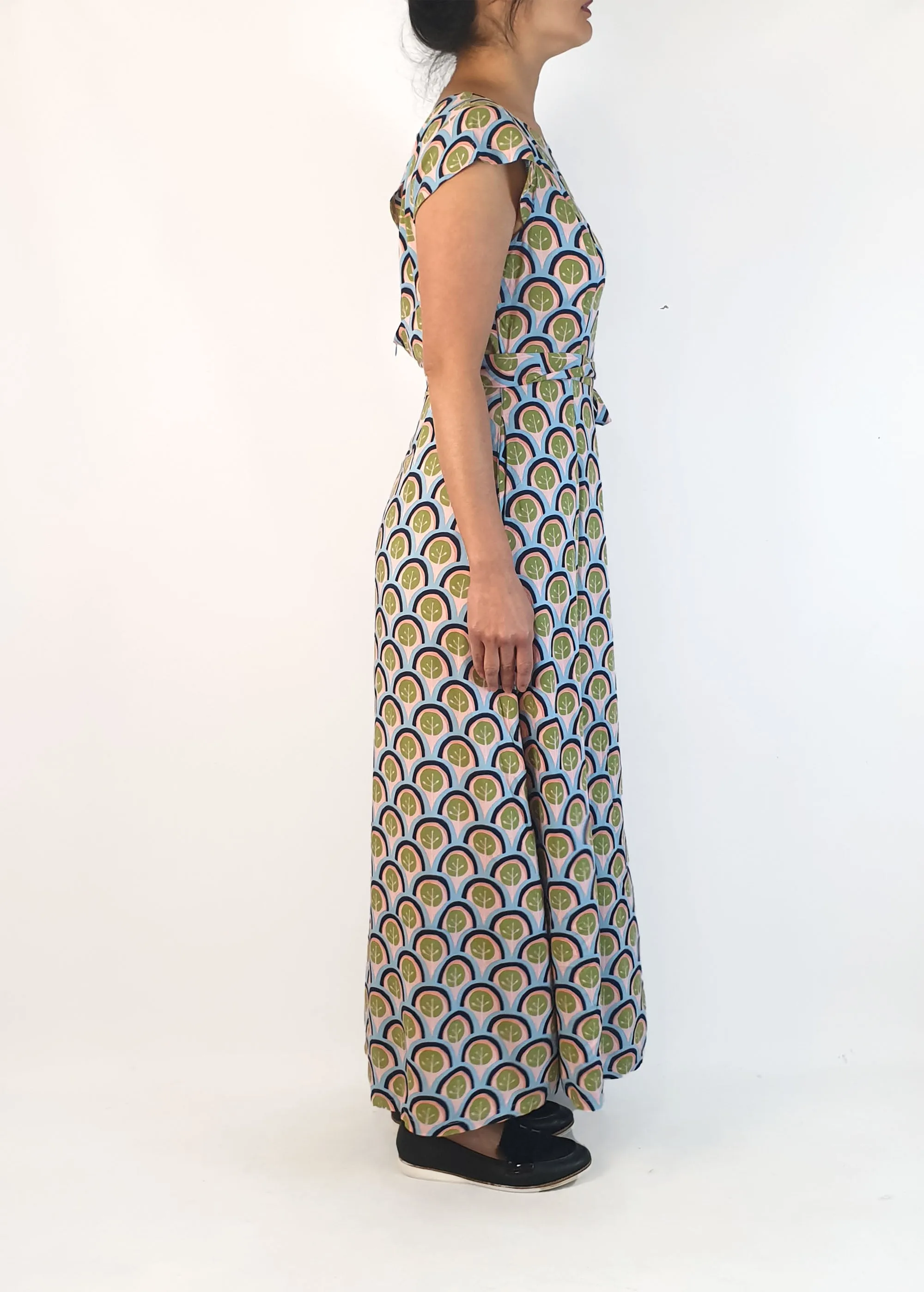 Leonard St blue-based unique print dress size 10