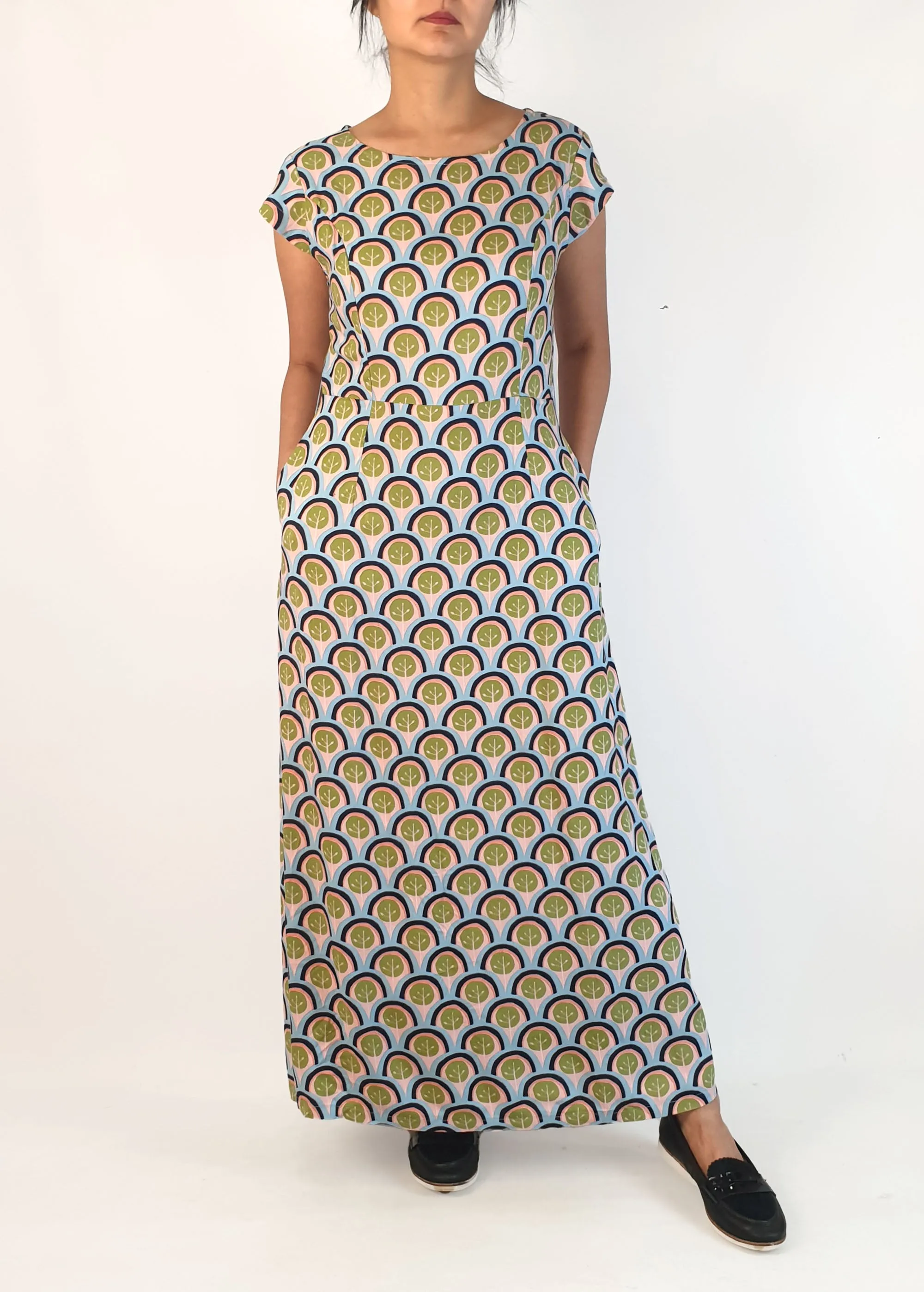Leonard St blue-based unique print dress size 10