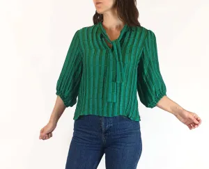 Leonard St green striped 3/4 sleeve top size 8