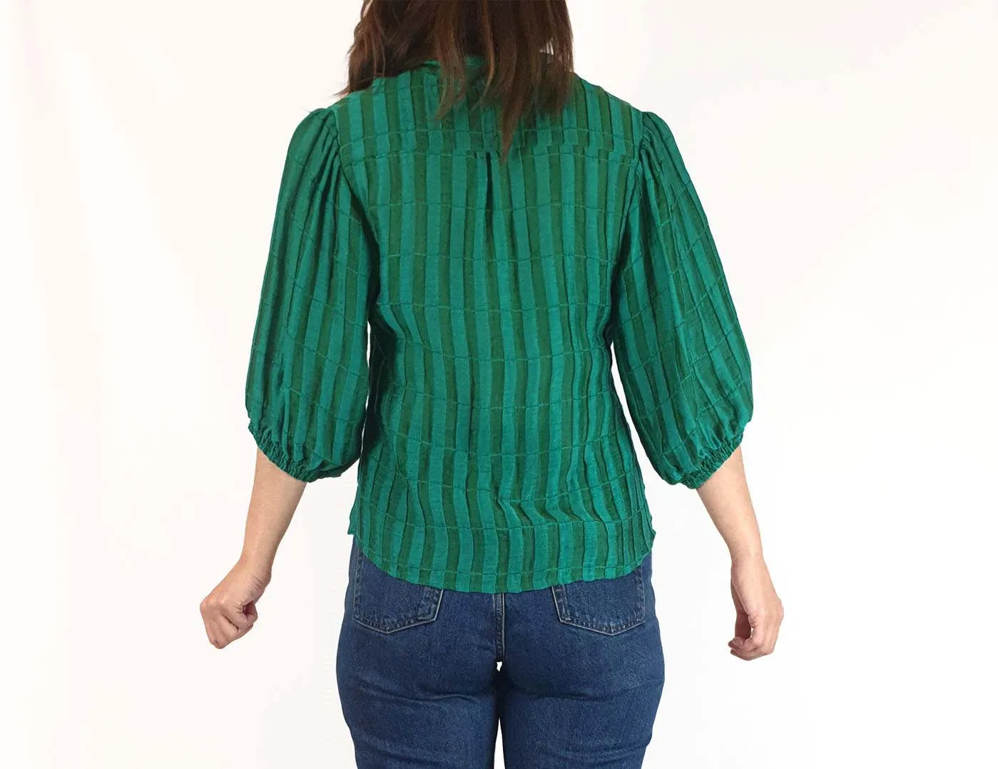 Leonard St green striped 3/4 sleeve top size 8