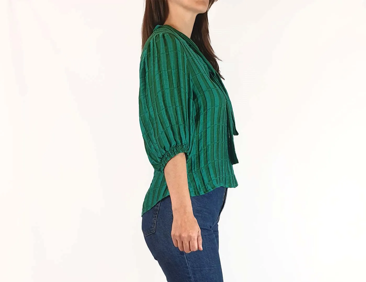 Leonard St green striped 3/4 sleeve top size 8