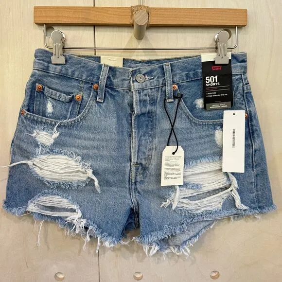 LEVI'S  x URBAN OUTFITTERS 501 Jean Shorts Size 26 NWT Distressed Denim Cutoffs