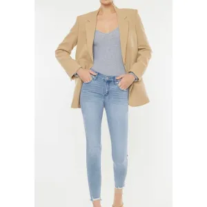 light wash mid rise ankle skinny