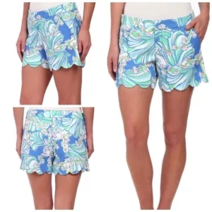 Lilly Pulitzer Blue Bay Coasting Buttercup Shorts Size 4