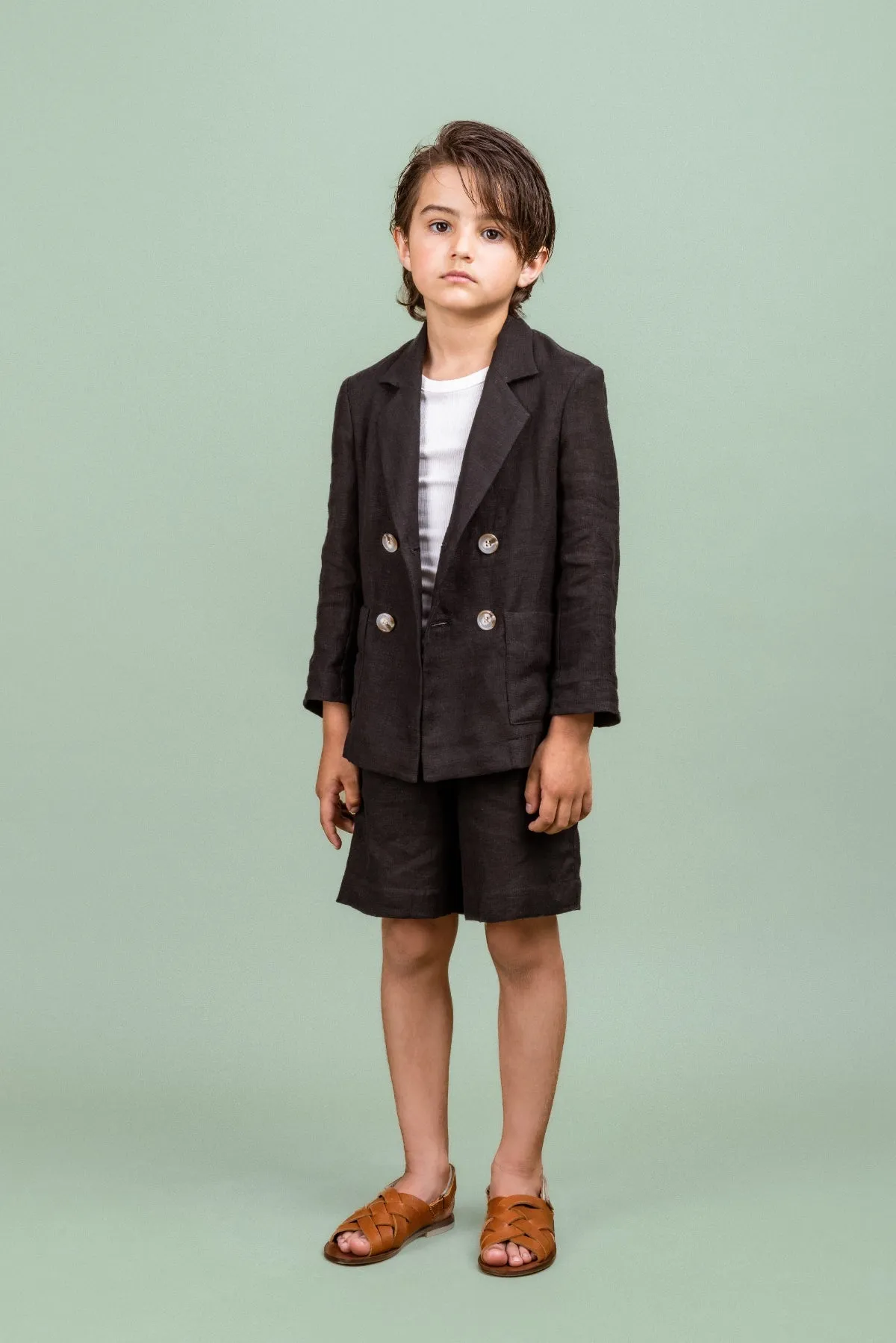 Linen Classic Shorts Afternoon, Black