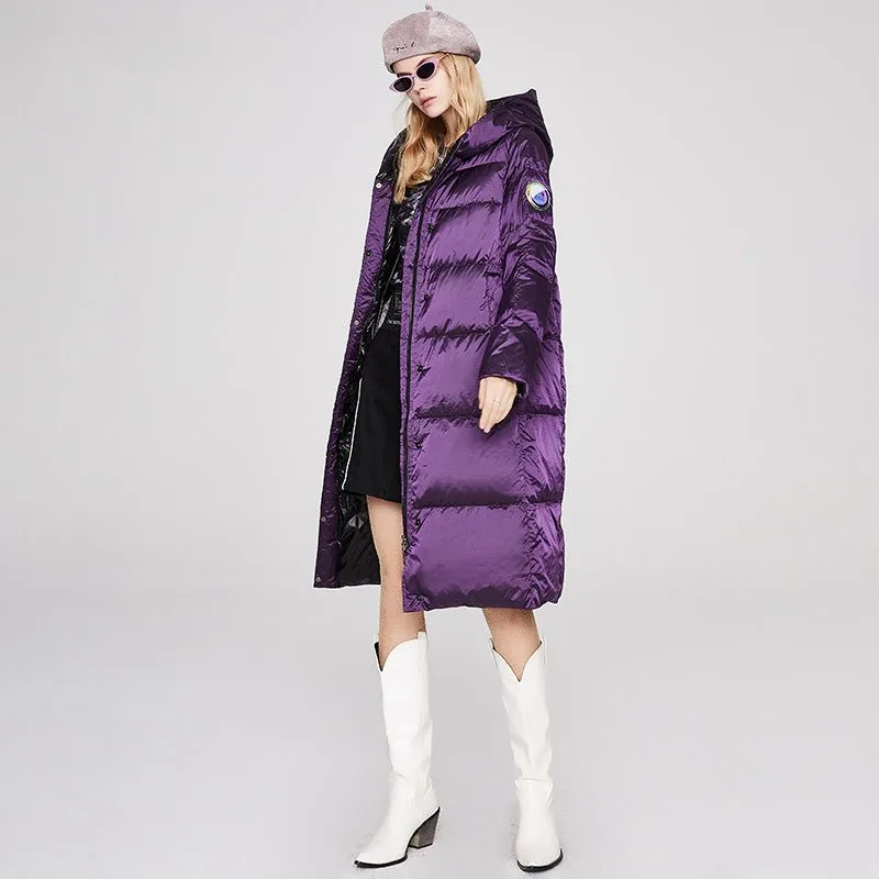Long Winter Reflective Puffer Coats For Women