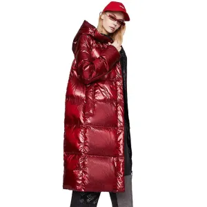 Long Winter Reflective Puffer Coats For Women