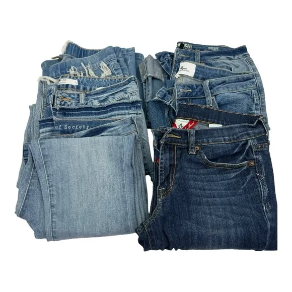 Lot of 6 jeans. Articles of Society, Lucky, A2, Garage &amp; Altard State. Sz 26-29