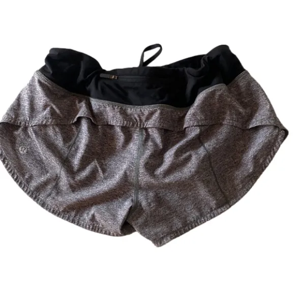 Lululemon, Grey and Black Speed Up Shorts, Size 10, 2.5” Inseam EUC