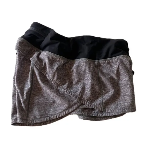 Lululemon, Grey and Black Speed Up Shorts, Size 10, 2.5” Inseam EUC