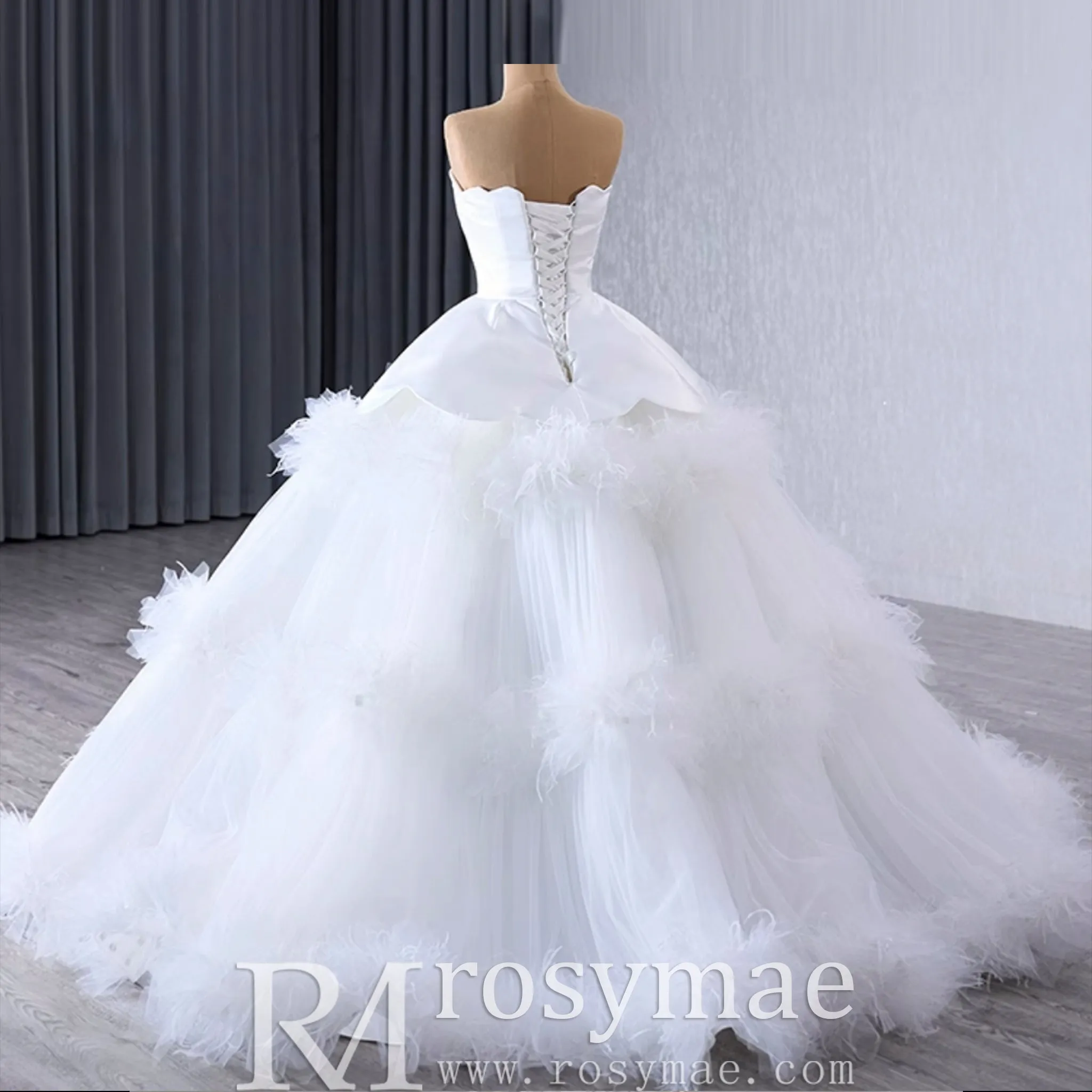 Luxury Ruffle Layered Wedding Dresses Asymmetrical Bridal Gown