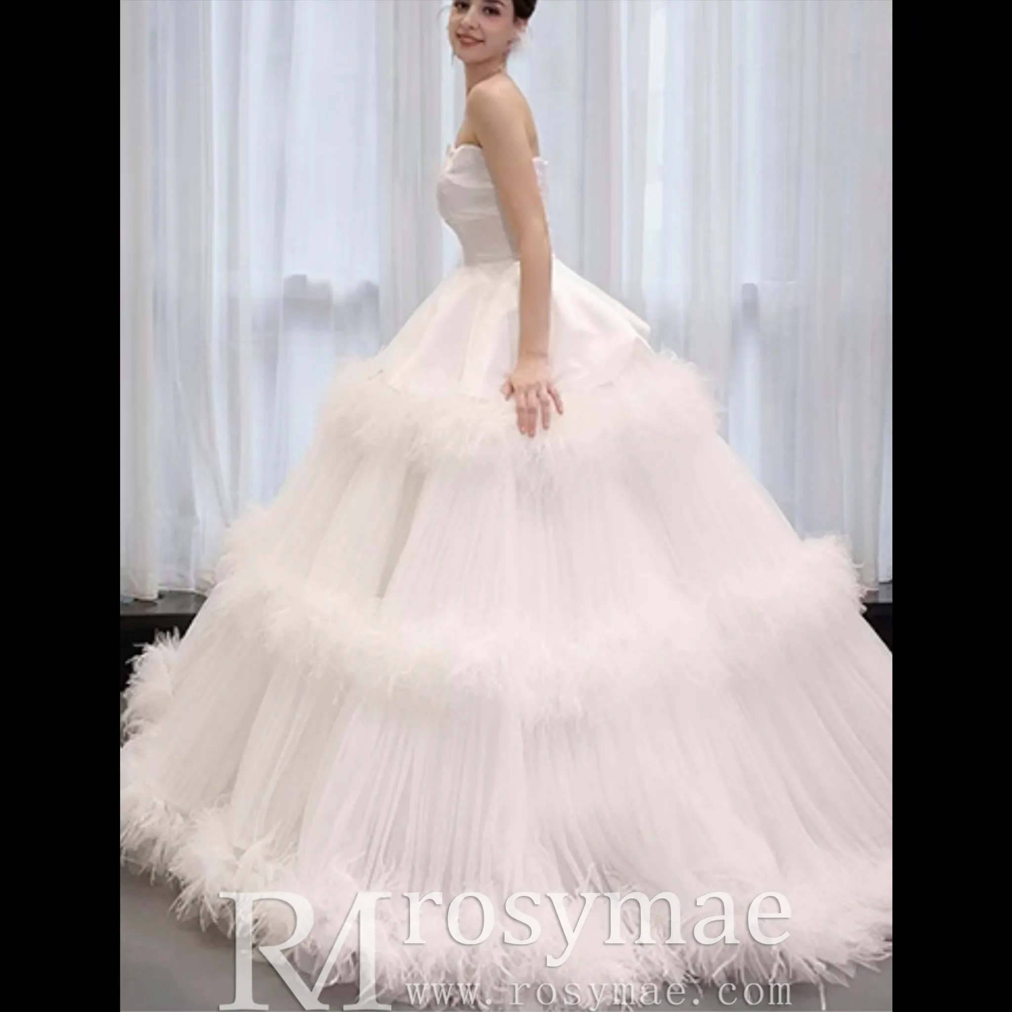 Luxury Ruffle Layered Wedding Dresses Asymmetrical Bridal Gown