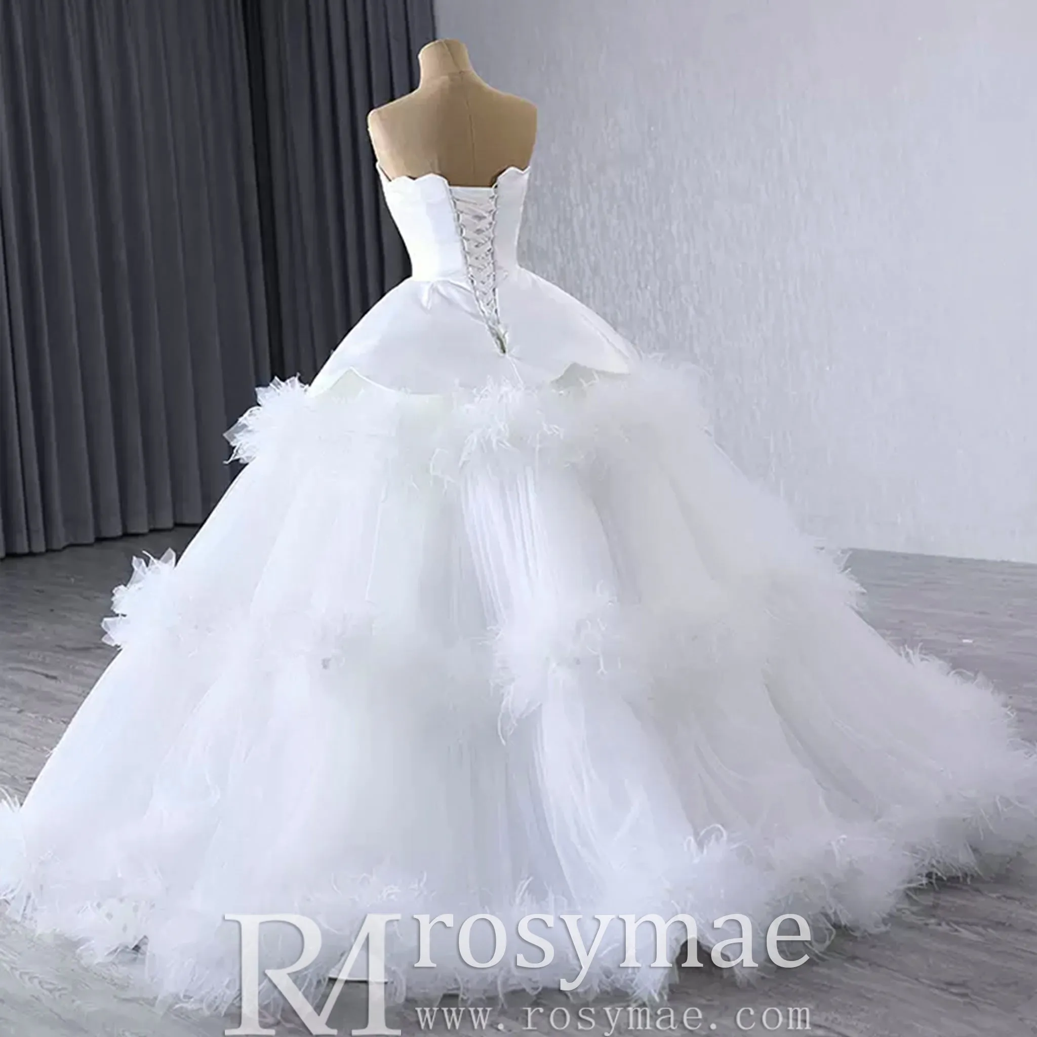 Luxury Ruffle Layered Wedding Dresses Asymmetrical Bridal Gown