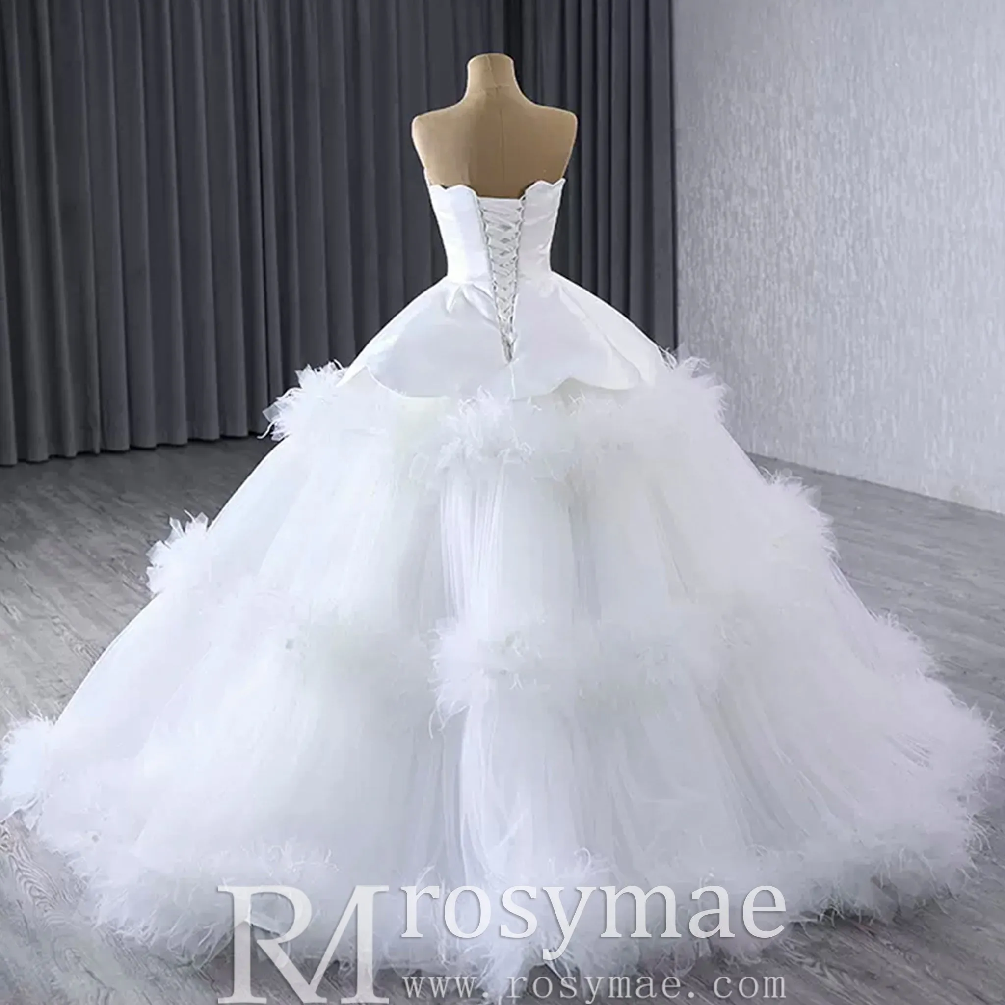 Luxury Ruffle Layered Wedding Dresses Asymmetrical Bridal Gown