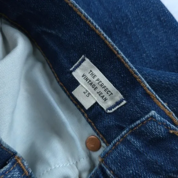 Madewell Womens Straight Jeans 25 The Perfect Vintage High Rise Blue Denim Pants
