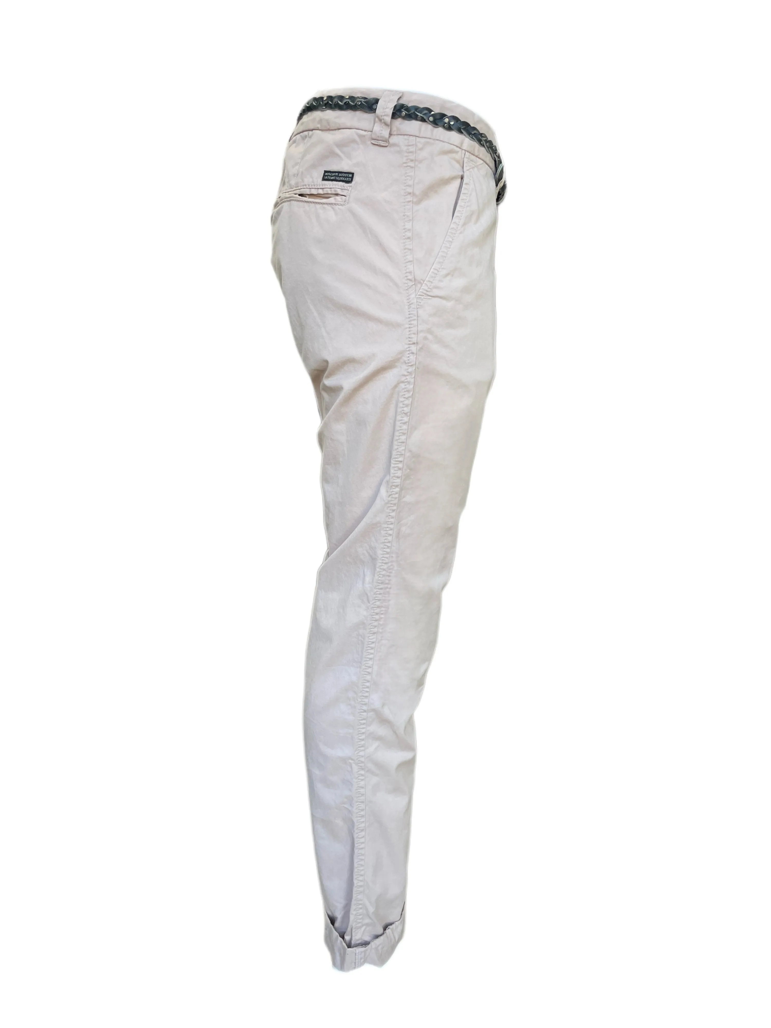 Maison Scotch Women's Light Pink Belted Chinos Pants #801 NWT