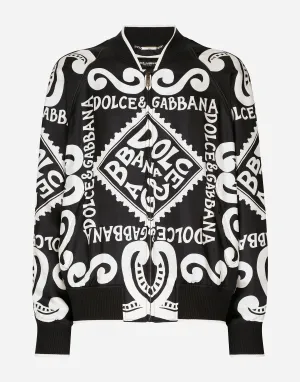 Marina-Print Silk Bomber Jacket