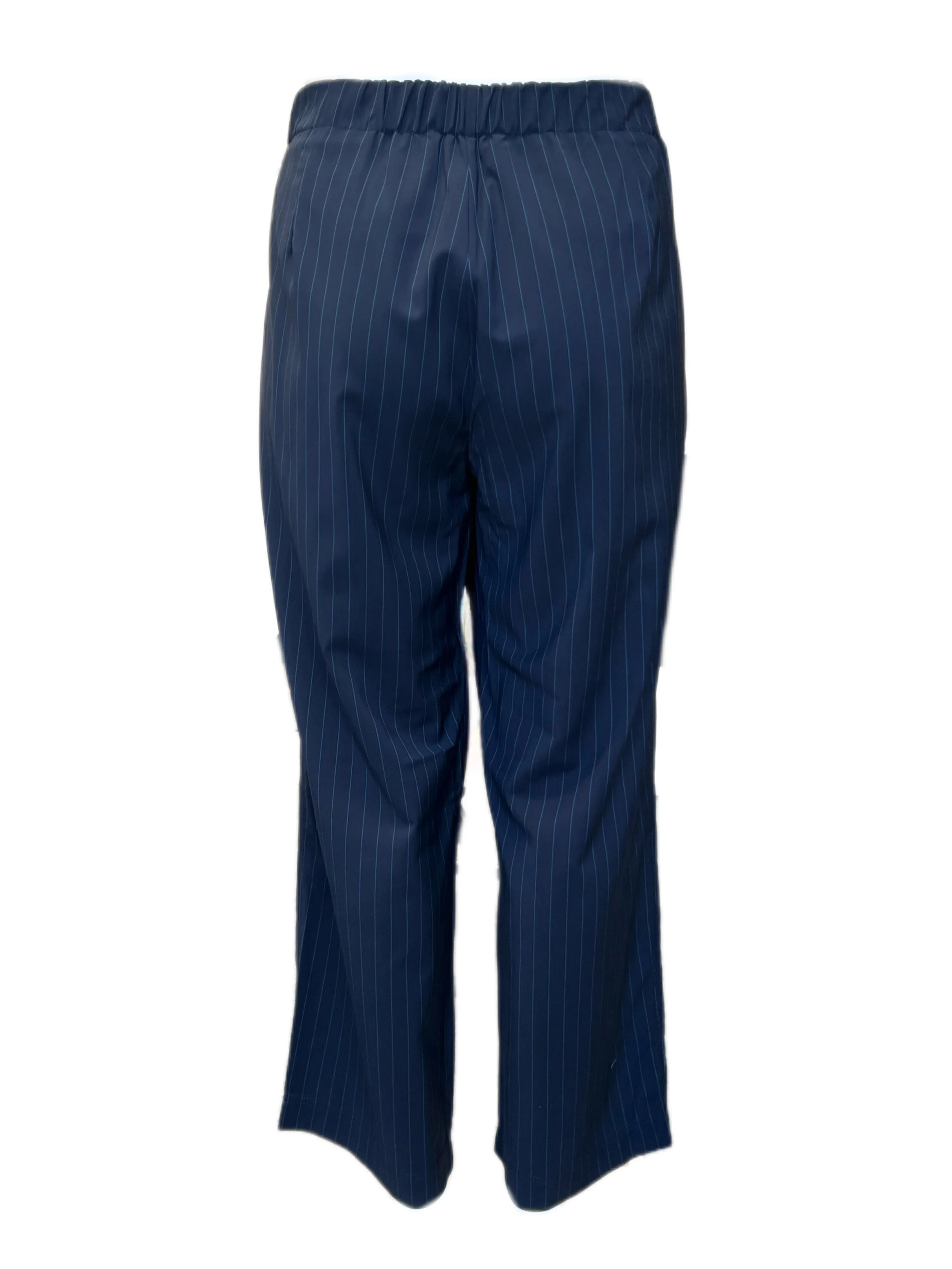 Marina Rinaldi Women's Navy Radice Striped Virgin Wool Pants Size 22W/31 NWT