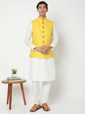Matchles Men's Yellow Linen Solid Jackets