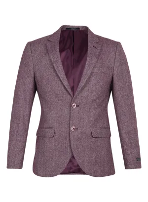 Mauve Tweed Solid Notch Collar Jacket