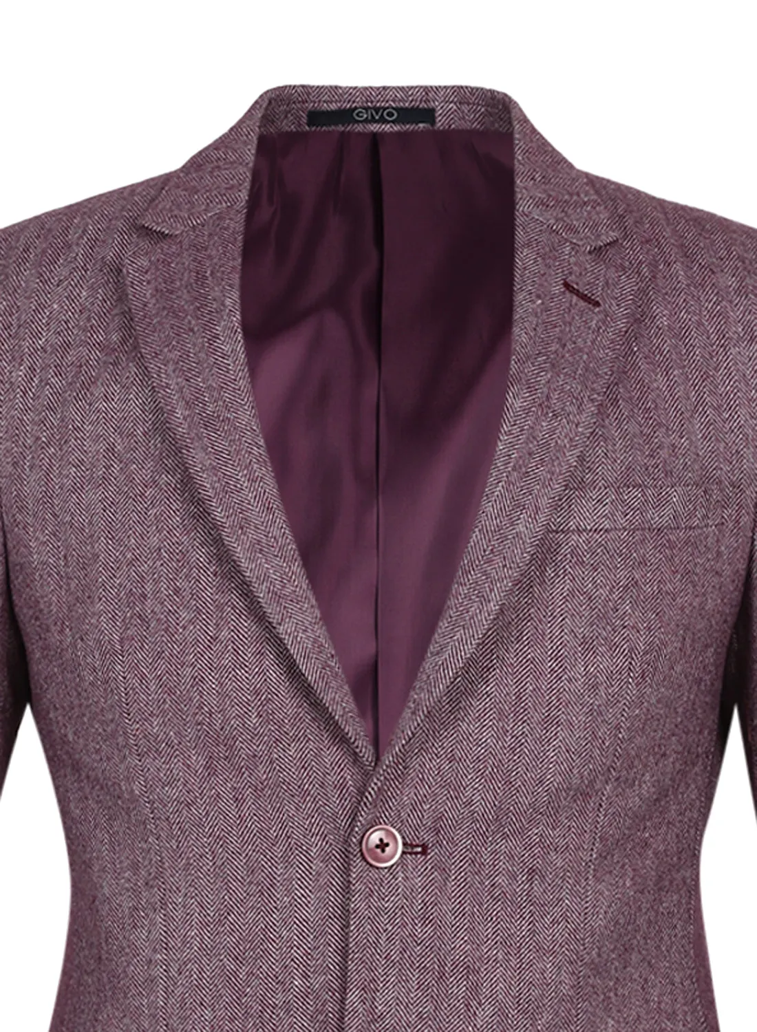 Mauve Tweed Solid Notch Collar Jacket