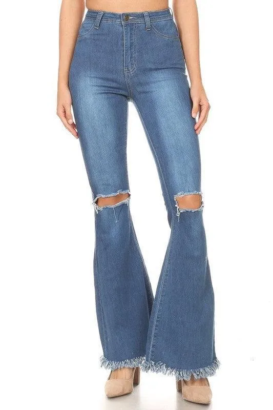 Medium wash flare jeans