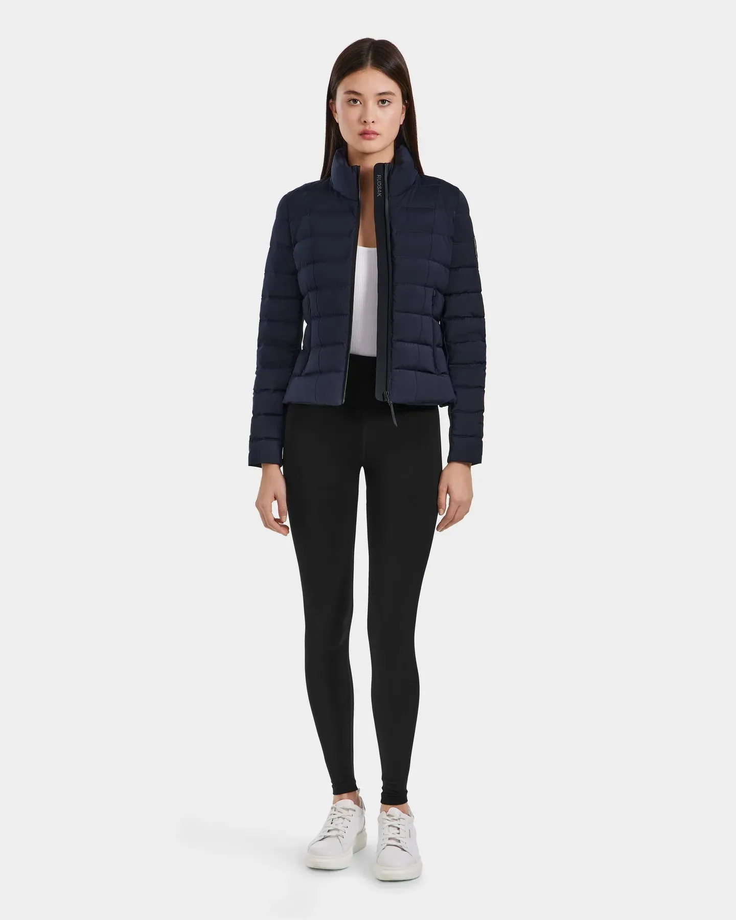 Melissa Removeable Hood Matte Lightweight Down Jacket - Navy