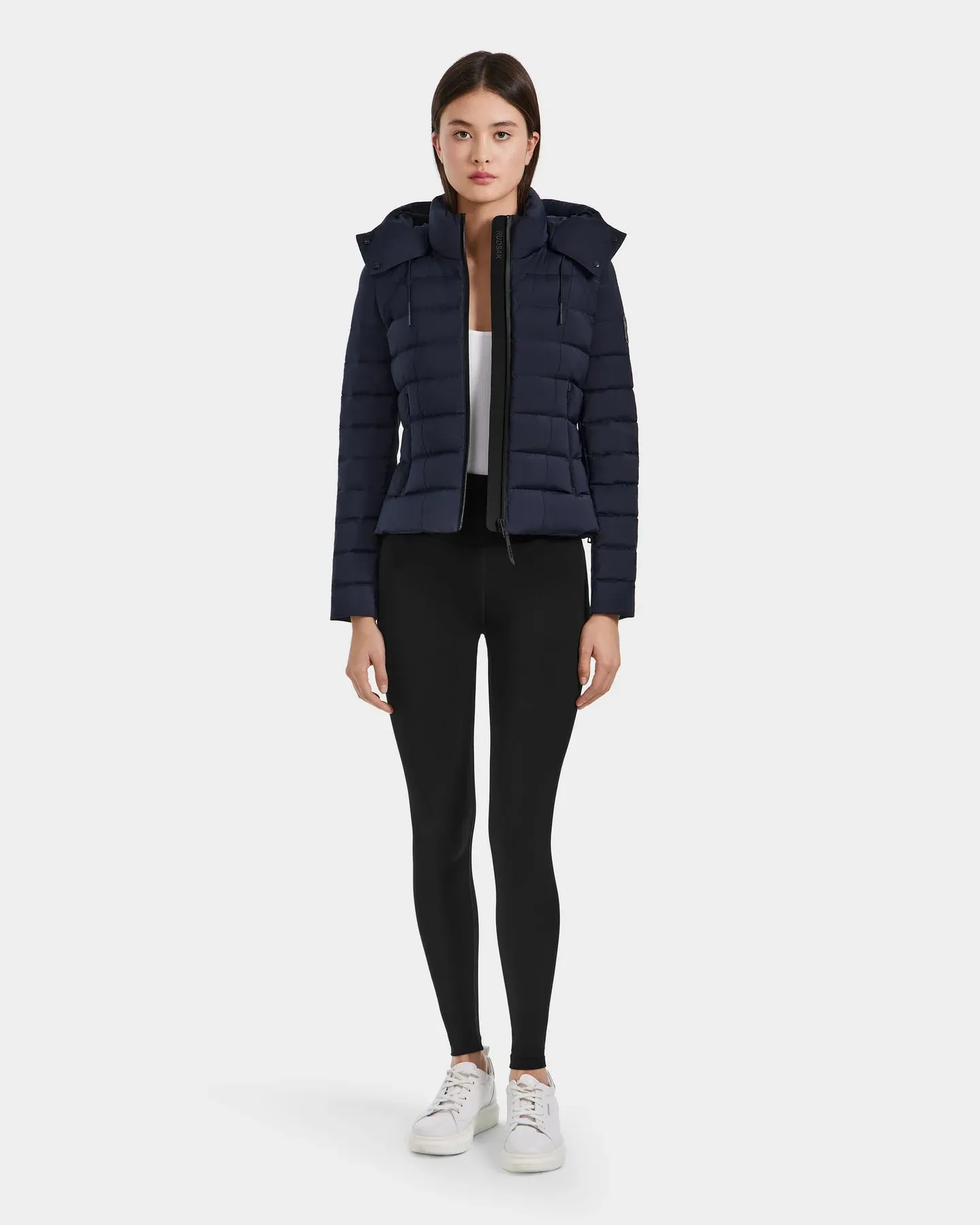Melissa Removeable Hood Matte Lightweight Down Jacket - Navy