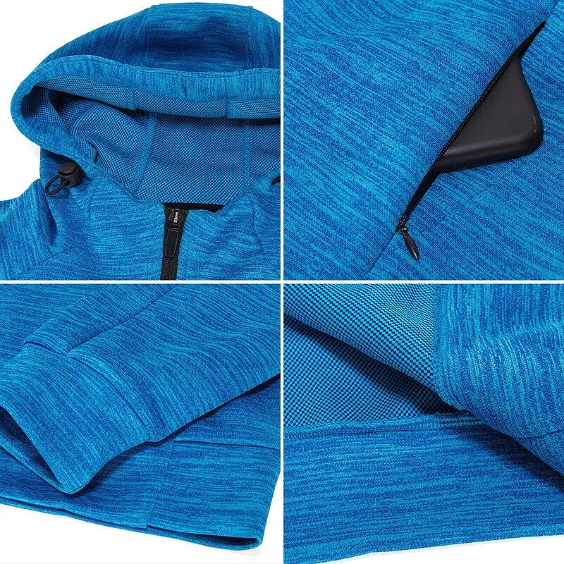 Men Exercise Jackets Hooded Zipper Shirt Outdoor Outfits