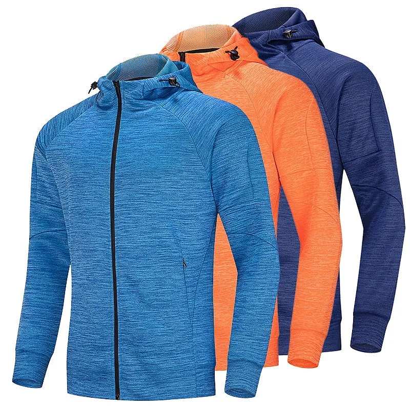 Men Exercise Jackets Hooded Zipper Shirt Outdoor Outfits