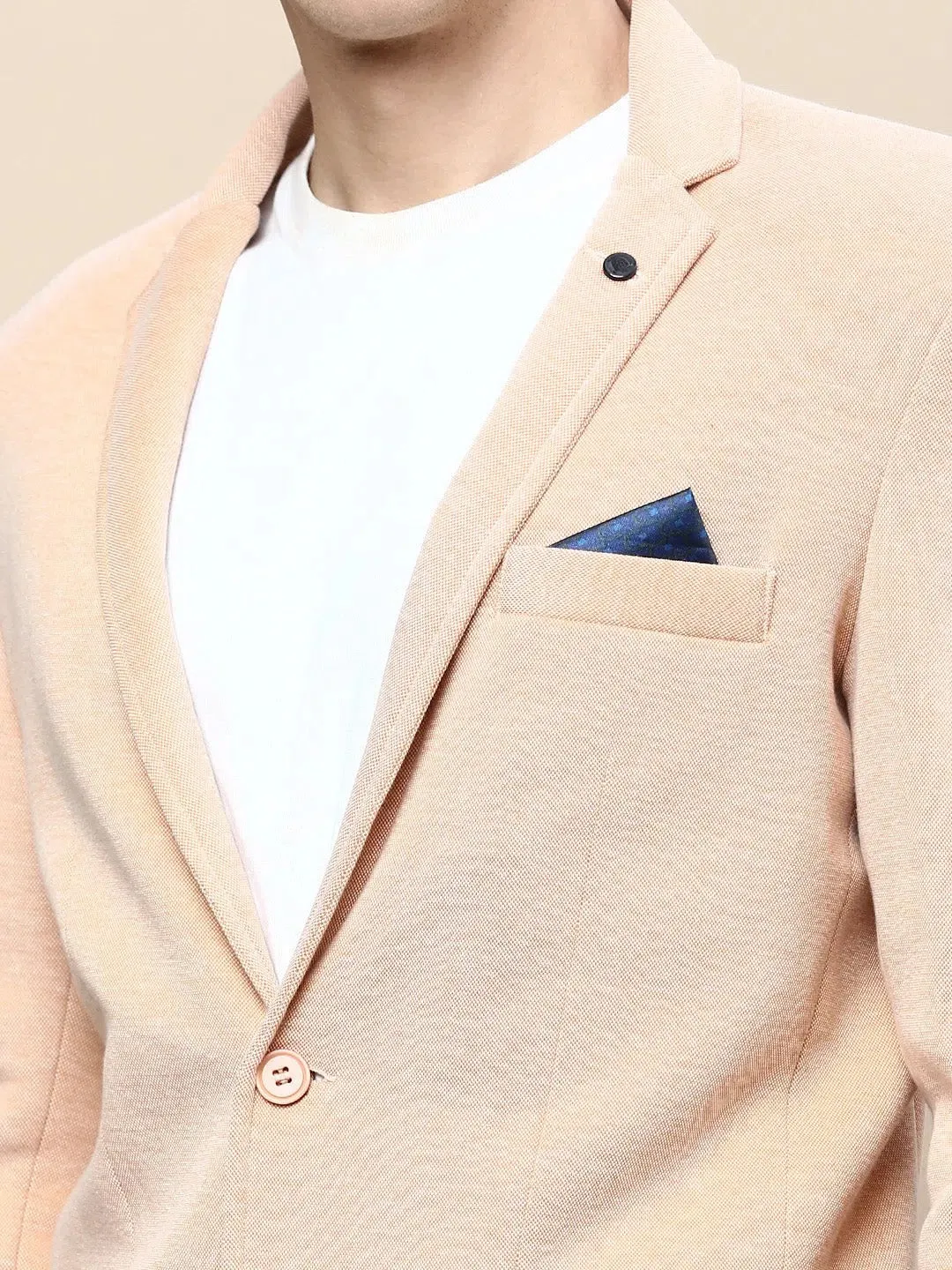 Men Peach Solid Casual Blazers-AR-43-Peach