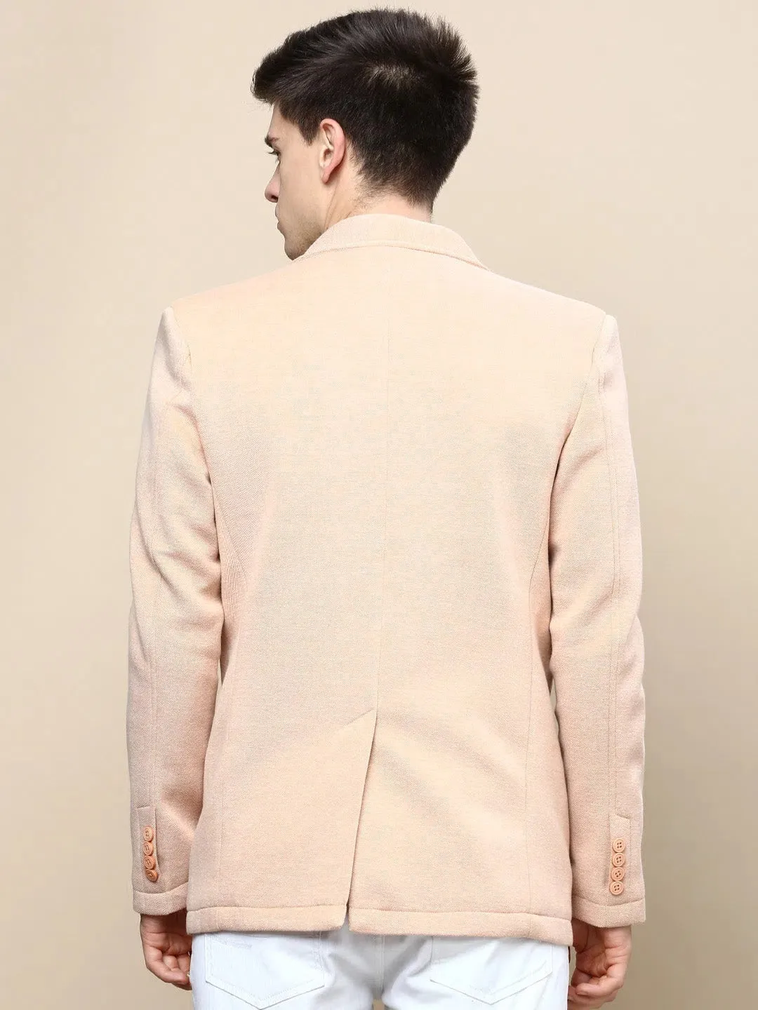 Men Peach Solid Casual Blazers-AR-43-Peach